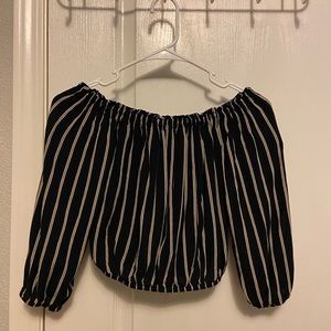 Brand Melville Striped Off The Shoulder Top